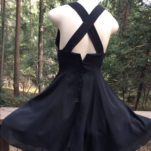 Nicole Elizabeth by Barbara full skirted, chiffon black prom midi dress,HP24x2 - Picture 7 of 8